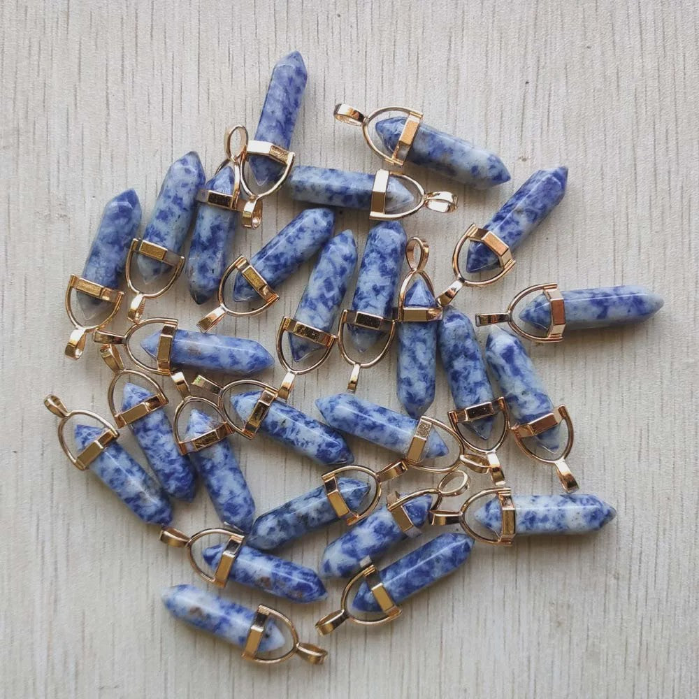 Natuurlijke Groene Aventurijn Kristal Pilaren Hangers - 24 Stuks Set voor Sieraden Maken