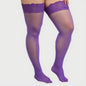 Ultra Dunne Kant Kousen tot Boven de Knie voor Plus Size Dames - Zwart & Wit