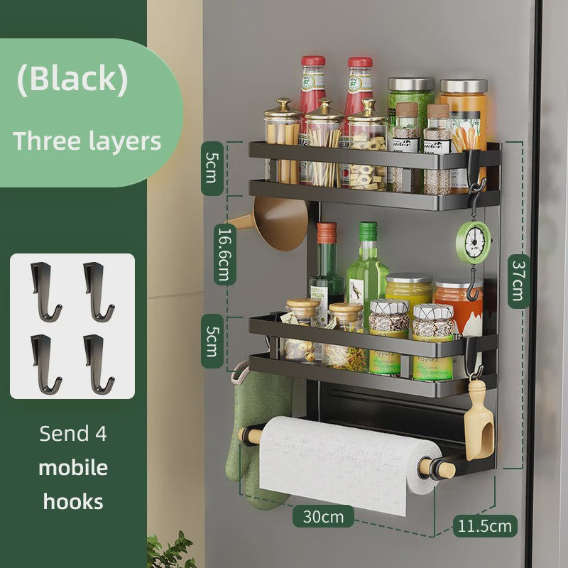 Magnetische Koelkast Organizer met 2-3 Lagen, Keukenopslag en Handdoekhouder