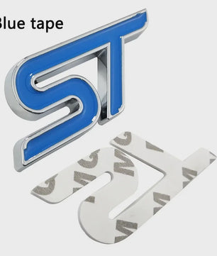 ST Grille Badge Embleem Sticker - Rood/Blauw Chroom - Voor Ford Fiesta, Focus, Mondeo