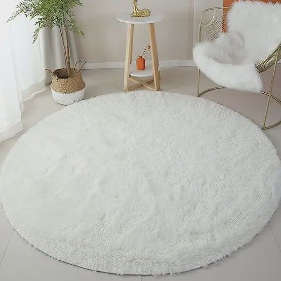Zacht Rond Vloerkleed voor Kinderkamer Meisjes - Pluche Princess Kasteel Decor