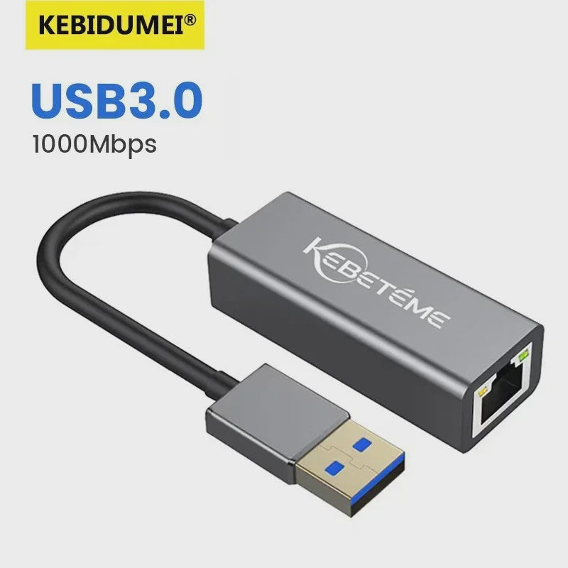 KEBIDUMEI USB 3.0 naar RJ45 Gigabit Netwerkkaart - 1000Mbps Ethernet Adapter