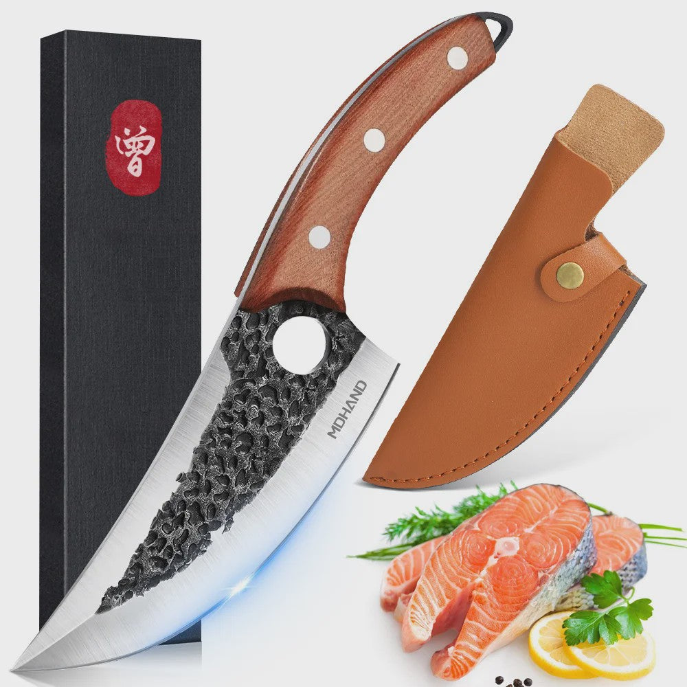 Professionele Handgesmede Keukenmes Set - Roestvrij Staal, Scherpe Snede, Ergonomisch Handvat