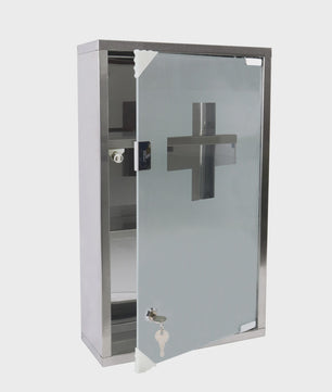 Afsluitbare Medicijnkast RVS met Kruis - Wandmontage - 2/3/4 Laags - Zwart of Zilver