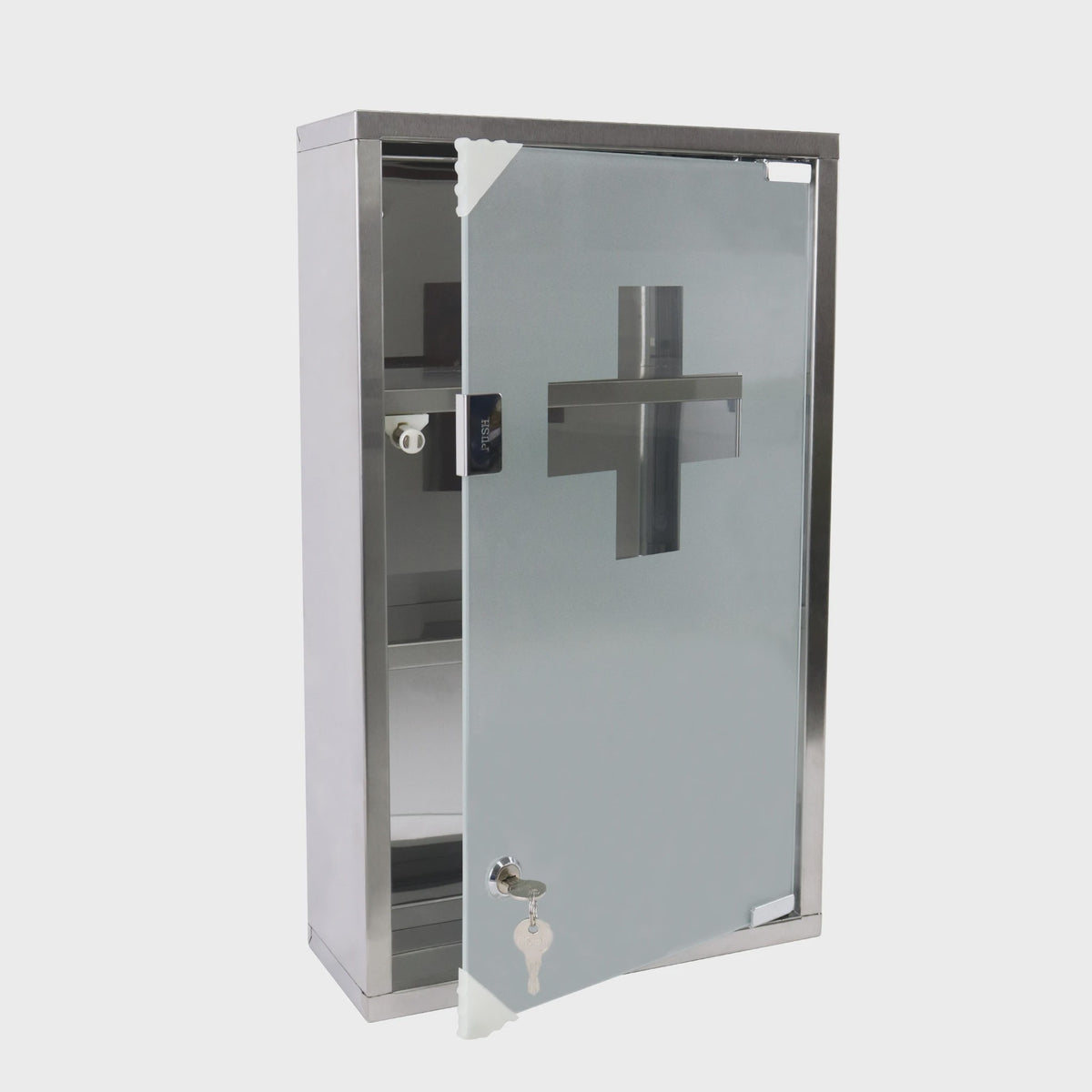 Afsluitbare Medicijnkast RVS met Kruis - Wandmontage - 2/3/4 Laags - Zwart of Zilver