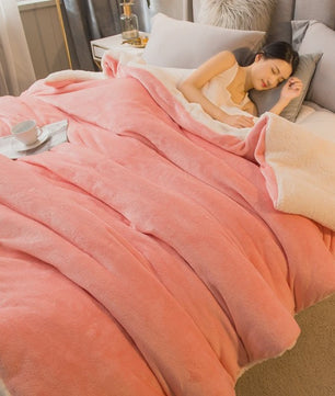 Luxe Dubbelzijdige Wol Pluche Deken - Warm & Comfortabel voor Bed, Bank & Camping