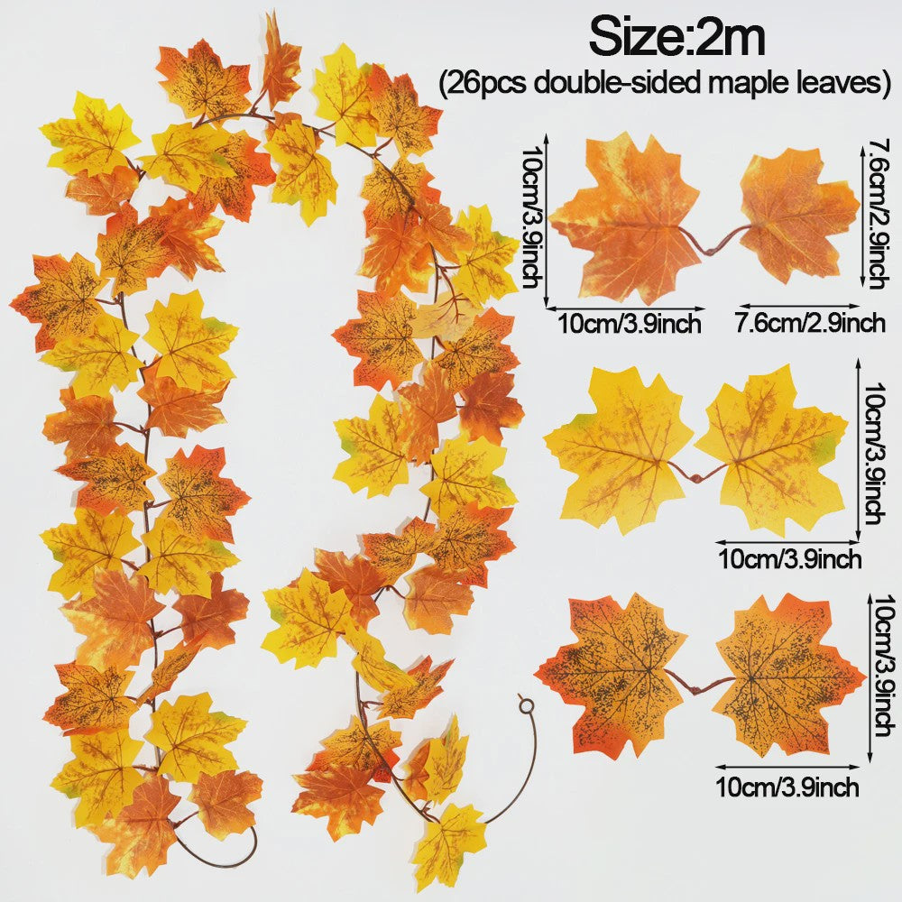 Herfst Slinger met Maple Bladeren - Kunstblad Slinger voor Thanksgiving, Halloween & Feestdecoratie
