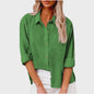 Dames Blouse met Lange Mouwen - Katoen Linnen Look
