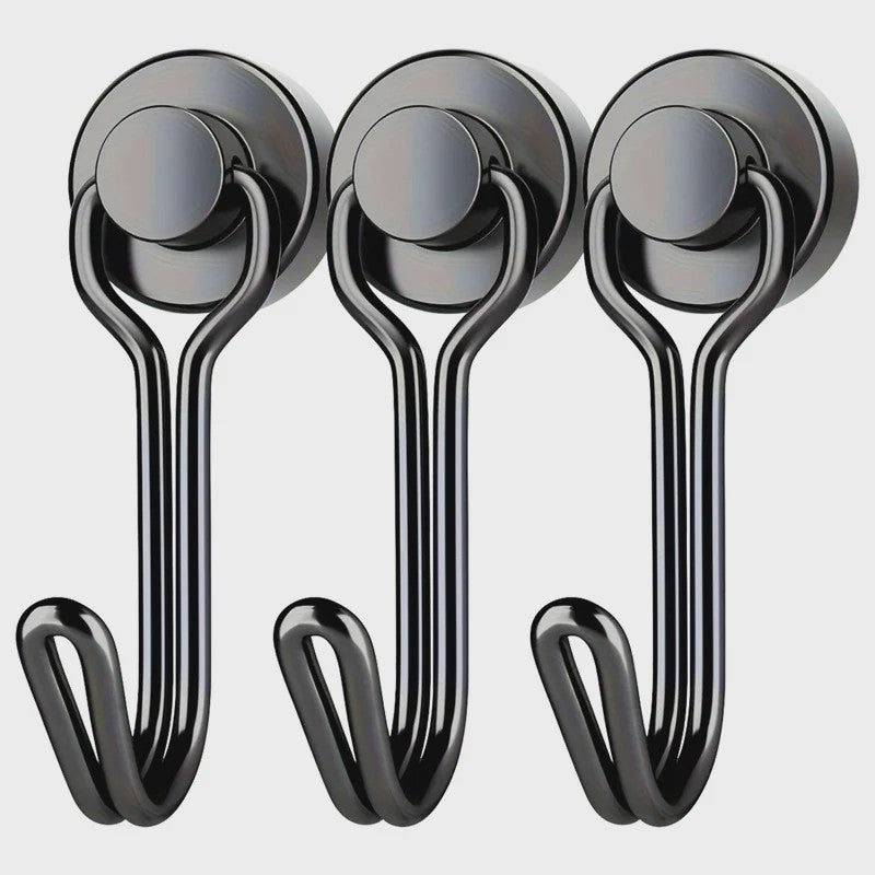 Krachtige Zwarte Magnetische Haken - Heavy Duty Ophanghaken met Sterke Magneet