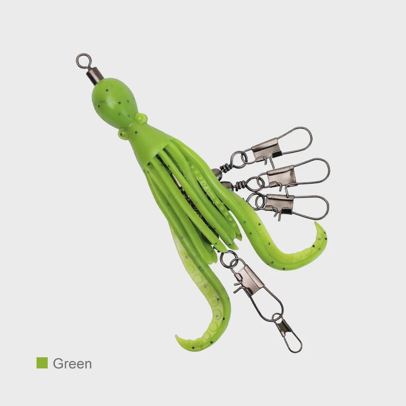 Set van 2 Siliconen Octopus Vishaas Connectoren met Swivels en Haken