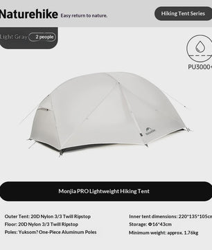 Naturehike Mongar PRO 2-Persoons Tent - Ultralicht & Waterdicht voor Trekking en Backpacking