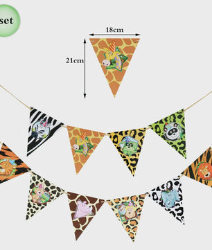 Jungle Safari Feestdecoratie Set - Dierenprint & Monstera Bladeren