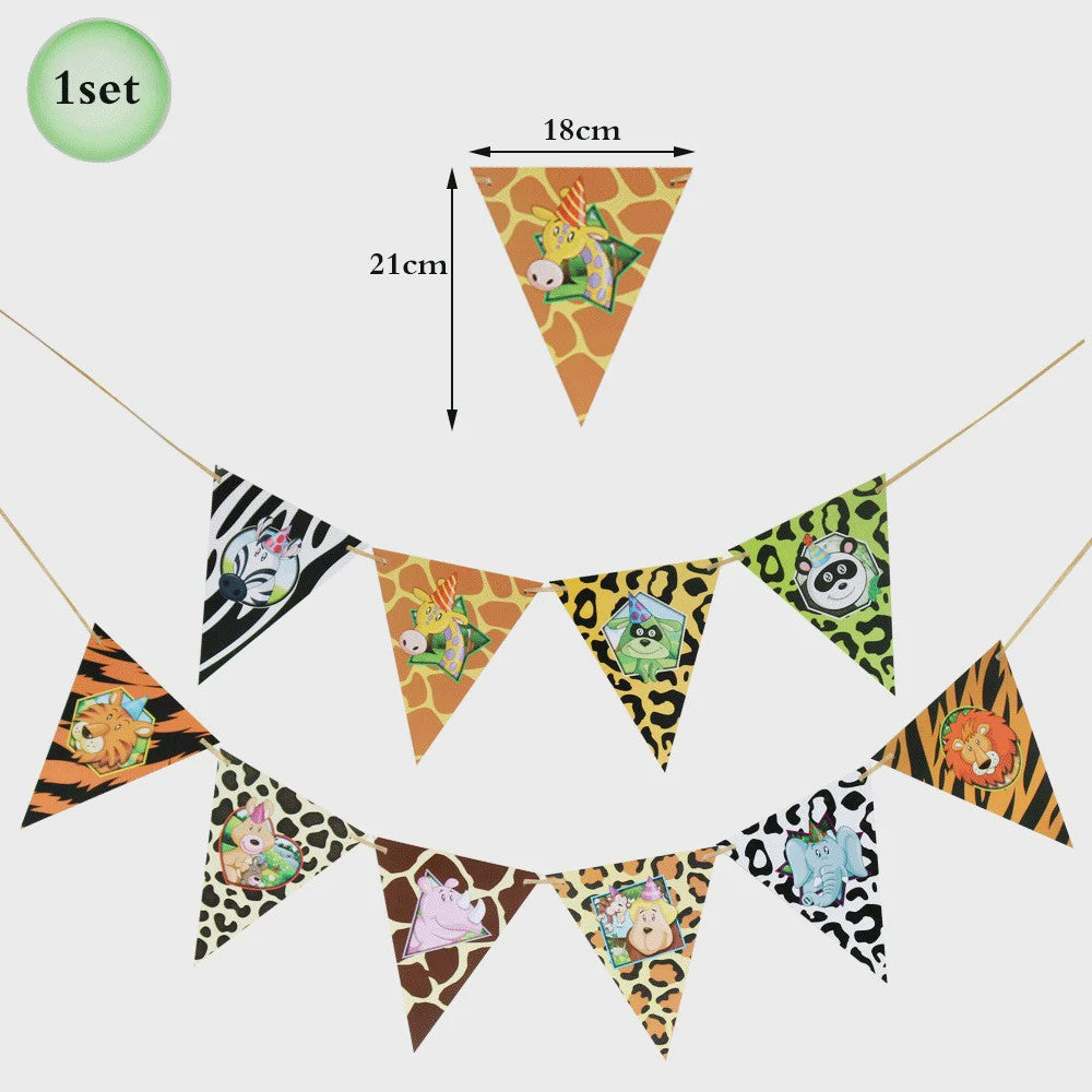 Jungle Safari Feestdecoratie Set - Dierenprint & Monstera Bladeren