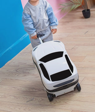 Vrolijke Kinder Koffer op Wielen - Cartoon Auto Design - Lichtgewicht Trolley voor Kinderen (2-10 jaar)