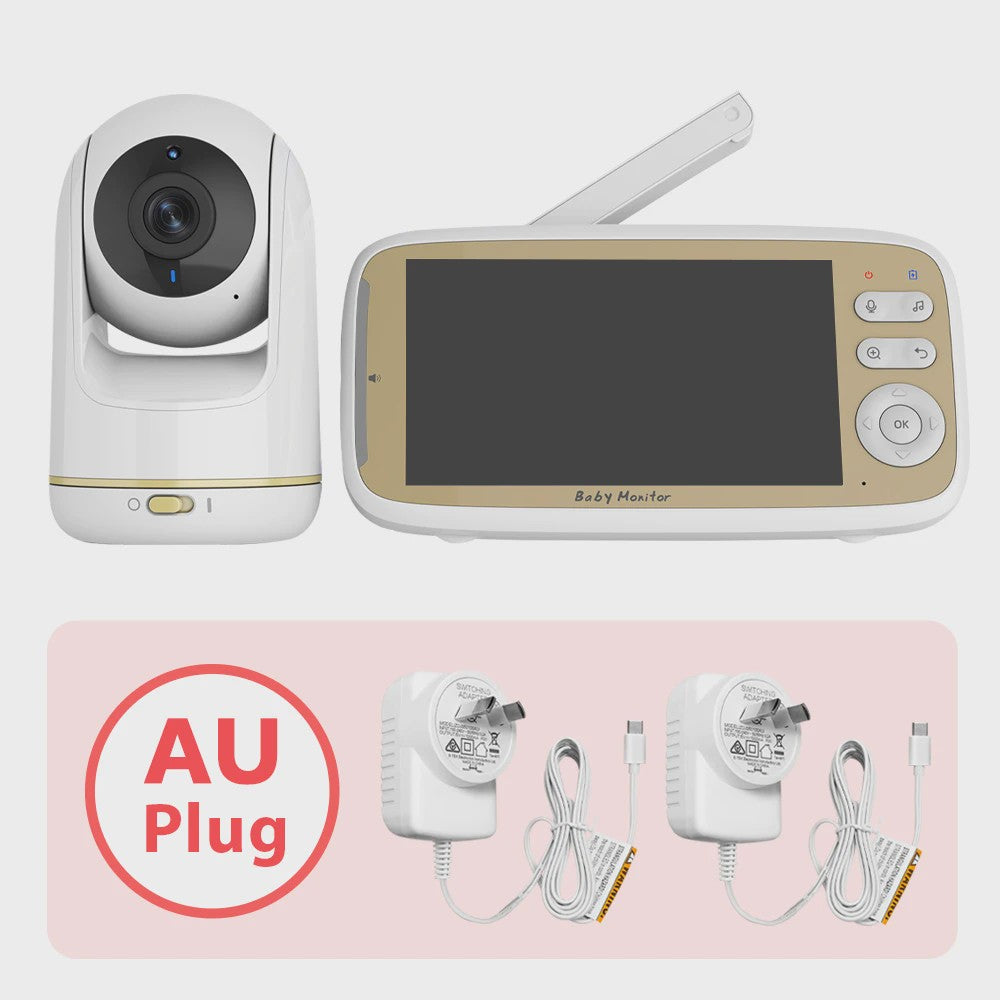 Draadloze Babyfoon met 5" LCD Scherm, App & 3x Zoom - Pan/Tilt & Tweeweg Audio