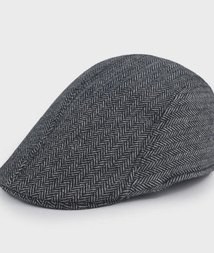 Herfst Winter Heren Flat Cap Wol Blend - Klassieke Baker Boy Pet met Visgraatpatroon