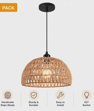 SediaXL Rotan Hanglamp Boho Stijl 30cm - Woven Paper Rope Plafondlamp