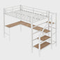 Ruimtebesparend 90x190cm Hoogslaper met L-vormig Bureau, Trap, Opslag & Veiligheidshek