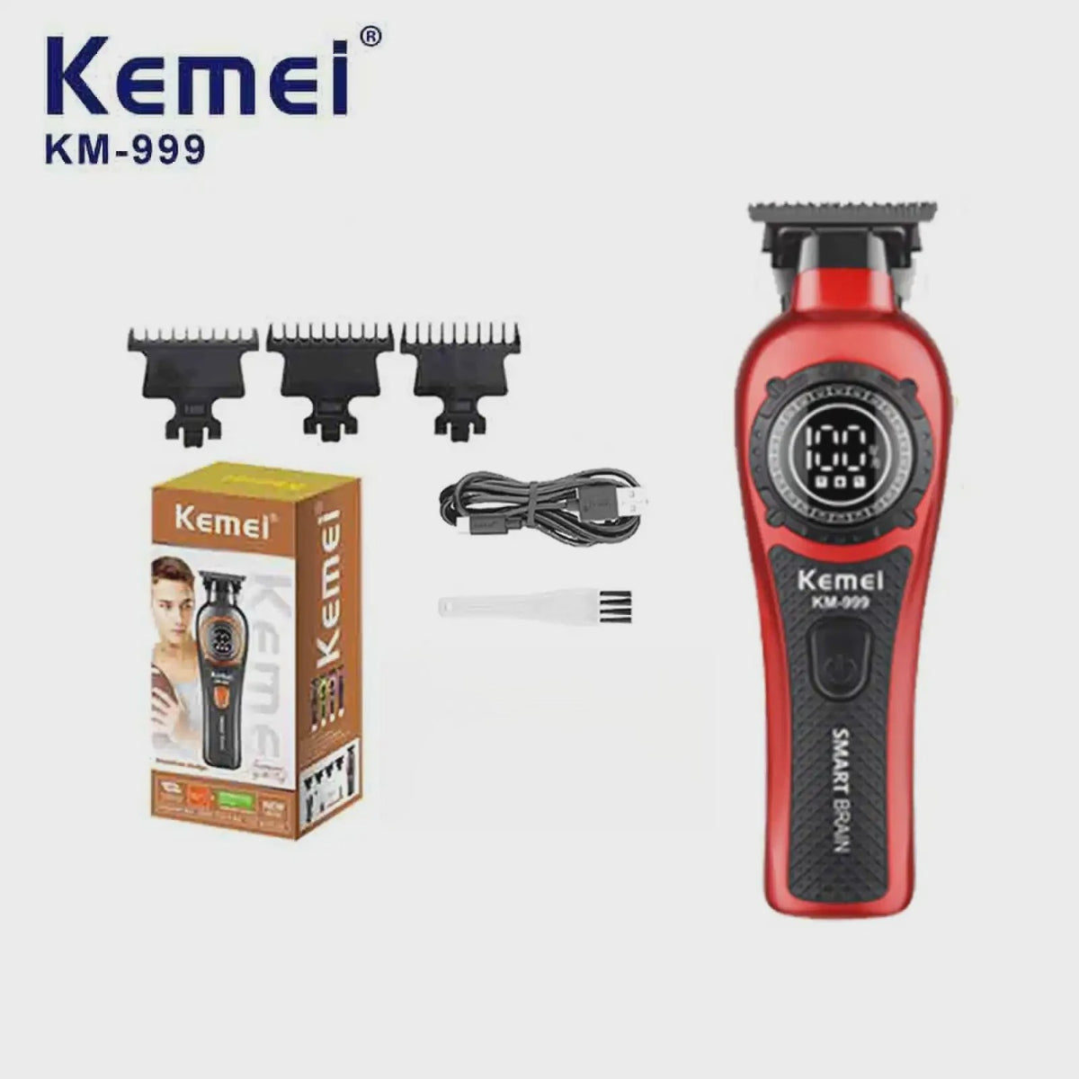 Kemei KM-999 Professionele Draadloze Trimmer met Digitaal Display