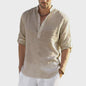 Heren Linnen Blouse Casual Lange Mouw - Comfortabele Vrijetijdstop