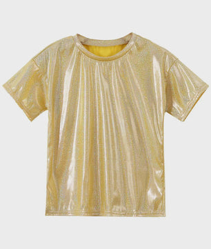 Glanzend Metallic Kinder T-shirt - Perfect voor Dans & Performance