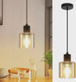 Vintage Glazen Hanglamp Zwart - Retro Industriële Stijl E27 Fitting