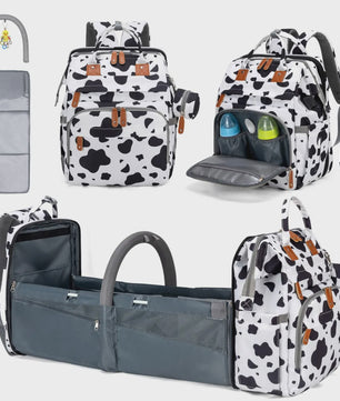 Multifunctionele Baby Luiertas Rugzak met Inklapbaar Babybedje en USB Laadpoort