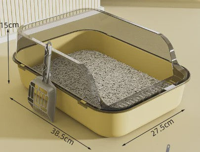 Semi-Gesloten Kattenbak met Hoge Randen - Spatwaterdicht en Ruim Toilet voor Kittens