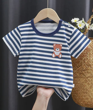 Zomer T-shirt Kinderen Katoen met Vrolijke Cartoon Print - 0-4 Jaar
