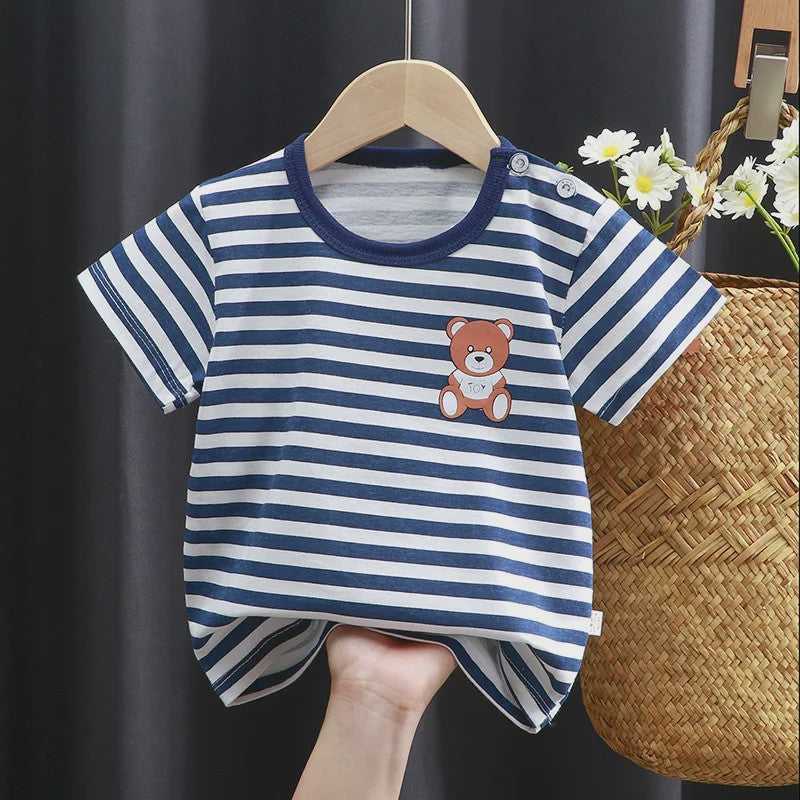 Zomer T-shirt Kinderen Katoen met Vrolijke Cartoon Print - 0-4 Jaar