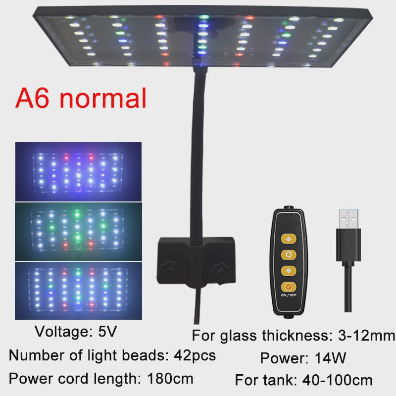 USB Aquarium LED Plantengroeilamp - Volledig Spectrum, Dimbare Verlichting met Timer & 360° Rotatie