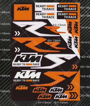KTM "Ready To Race" Motor Stickers Set - Logo's & Decals voor Duke, RC390, Adventure