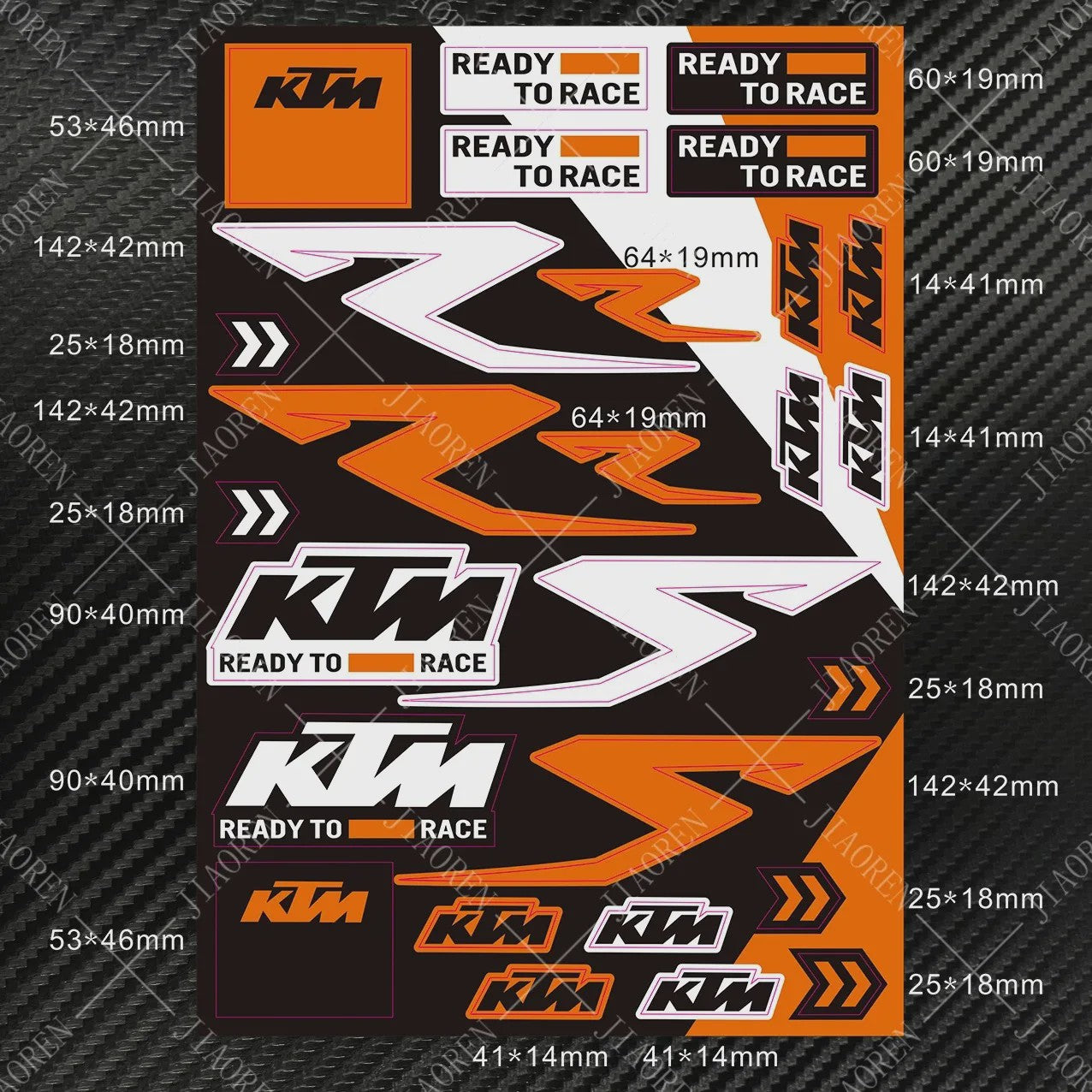 KTM "Ready To Race" Motor Stickers Set - Logo's & Decals voor Duke, RC390, Adventure