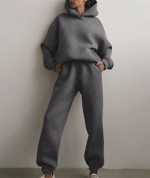 Women's Tracksuit Suit Autumn Fashion Warm Hoodie Sweatshirts Two Pieces Oversized Solid Casual Hoody Pullovers Long Pant Sets
