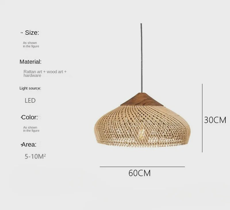 60cm Wabi Sabi Rotan Hanglamp - Japanse Retro Design voor Woonkamer & Eetkamer