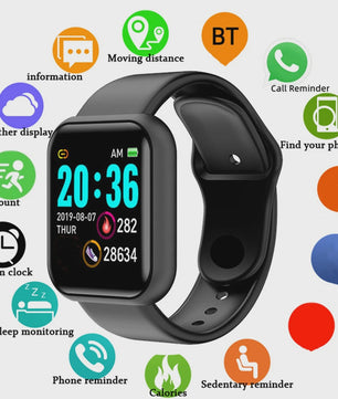 Smartwatch voor Heren & Dames: Fitness Tracker, Bericht Notificaties & Meer - Elektronisch Polshorloge