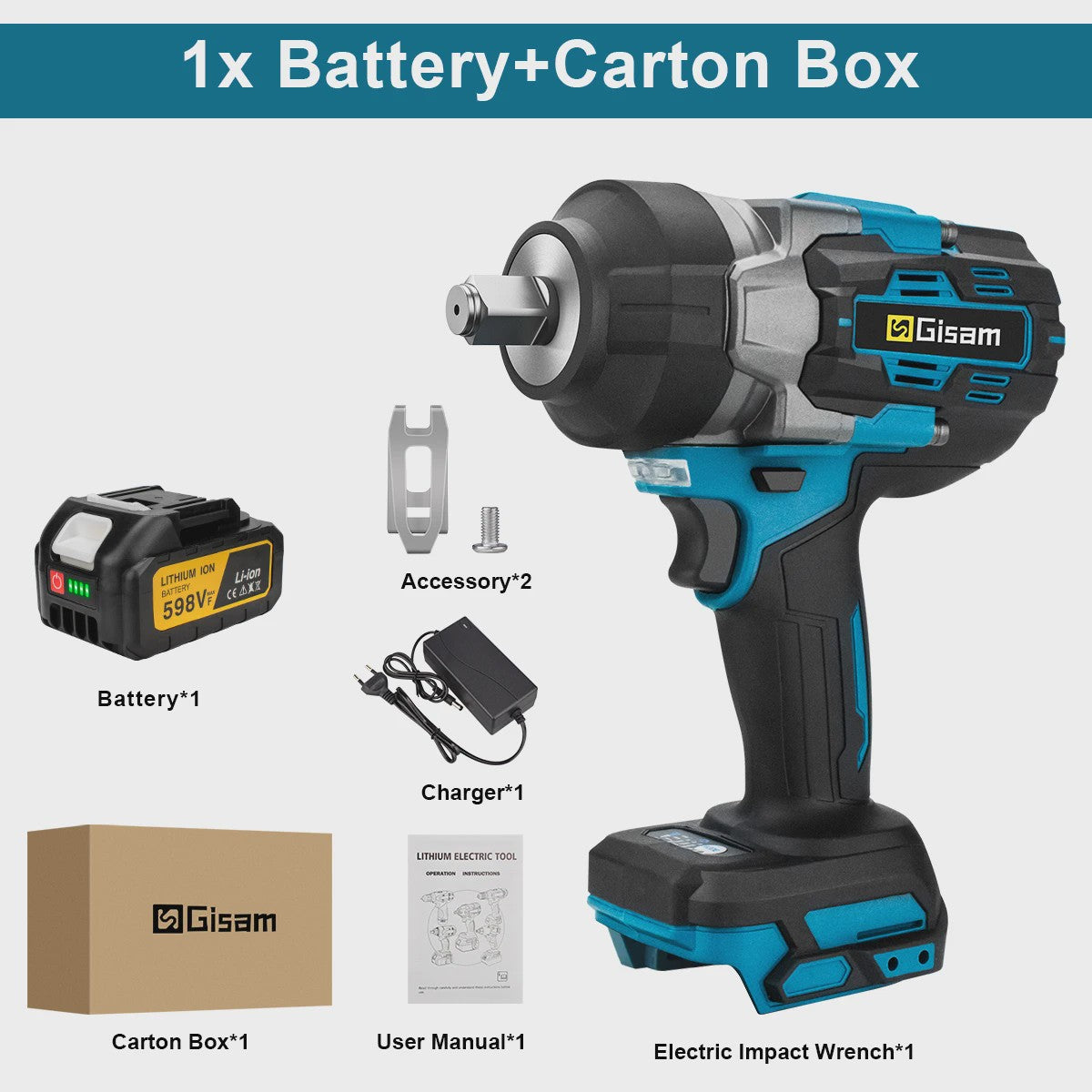 Gisam Accu Slagschroevendraaier 2800 Nm Brushless - Makita 18V Compatibel