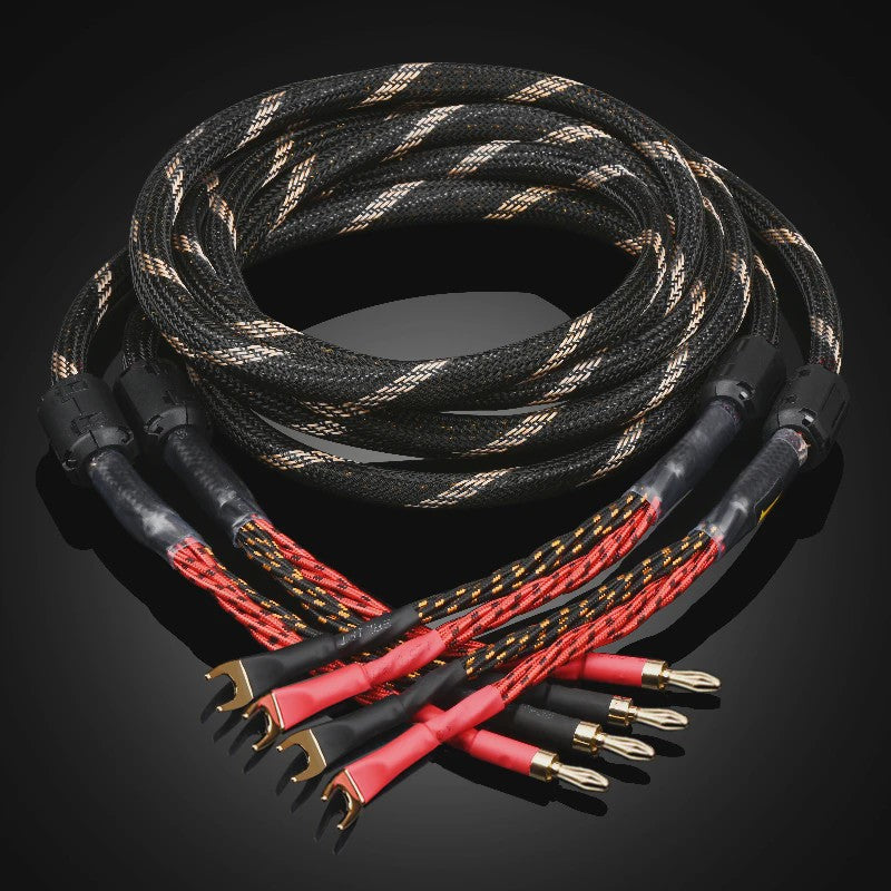 High-End Hifi Luidsprekerkabel - 6N OFC Koper, Vergulde Banana/Y-stekkers