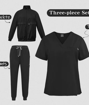 3-delige Unisex Medische Scrub Set: Jas, Top & Broek voor Zorgprofessionals