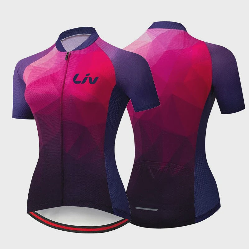 LIV Dames Fietsset Zomer - Korte Mouwen Jersey & Bibshort - Sneldrogend