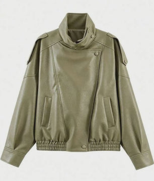 Dames Elegante Zwarte Jas - Street Style Asymmetrisch met Rits en Zakken