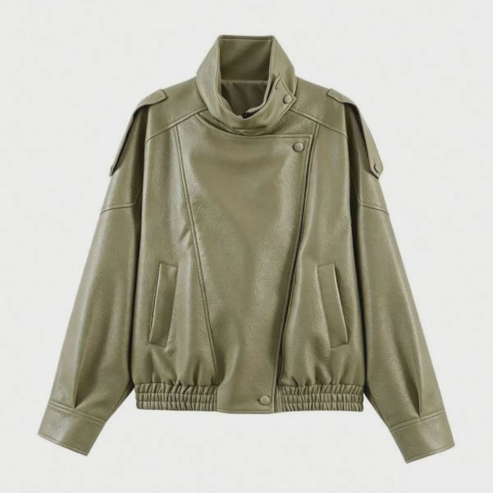 Dames Elegante Zwarte Jas - Street Style Asymmetrisch met Rits en Zakken