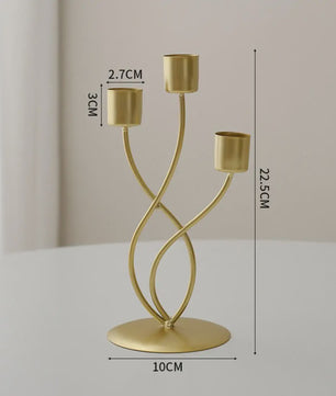 Luxe Gouden Kandelaar Set met Strik - Sfeervolle Decoratie