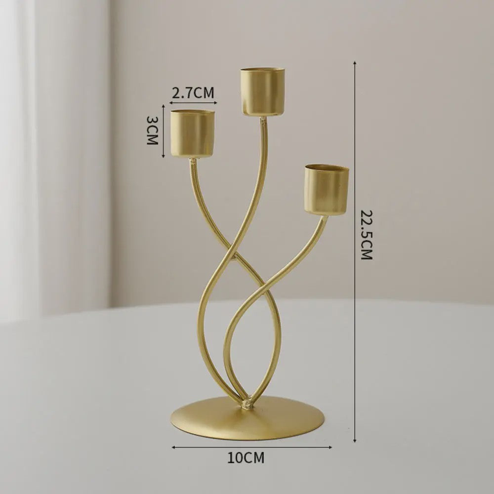 Luxe Gouden Kandelaar Set met Strik - Sfeervolle Decoratie