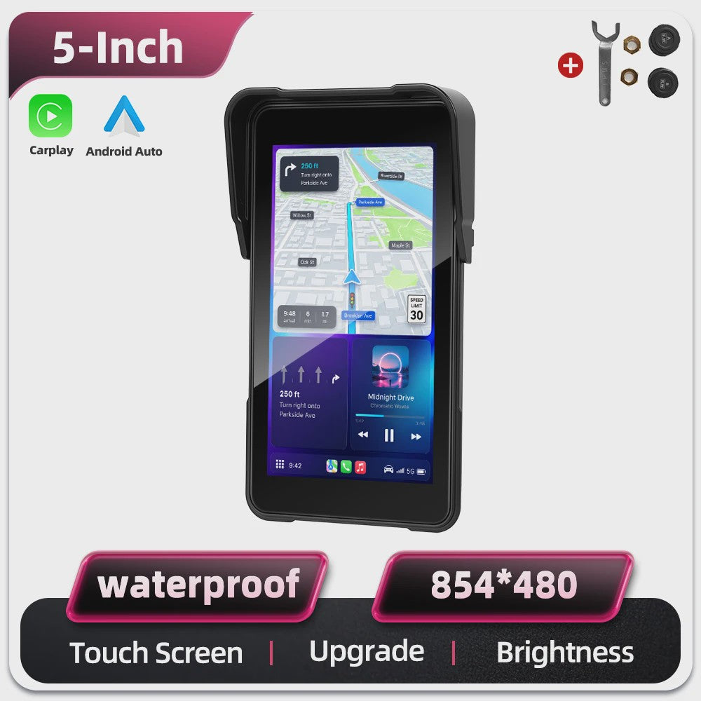 5" Smart Motorfiets Display met CarPlay, Android Auto & IP68 Waterdicht