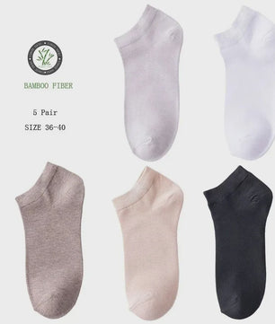 5 Paar Bamboevezel Enkel Sokken Dames - Ademend & Comfortabel Zomer