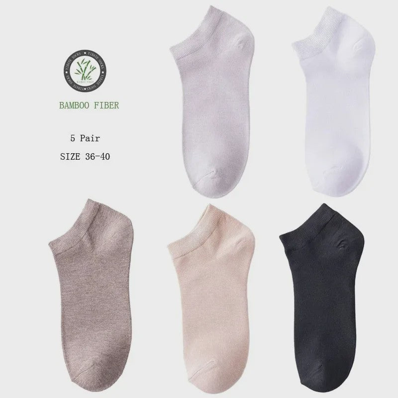 5 Paar Bamboevezel Enkel Sokken Dames - Ademend & Comfortabel Zomer