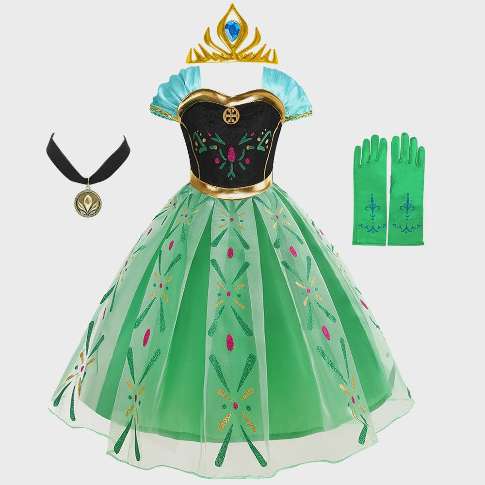 Prinsessenjurk Anna Frozen Kinderkostuum - Feestelijk Verkleedjurkje