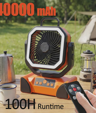Oplaadbare Camping Ventilator met LED Licht & Afstandsbediening - 100 Uur Runtime