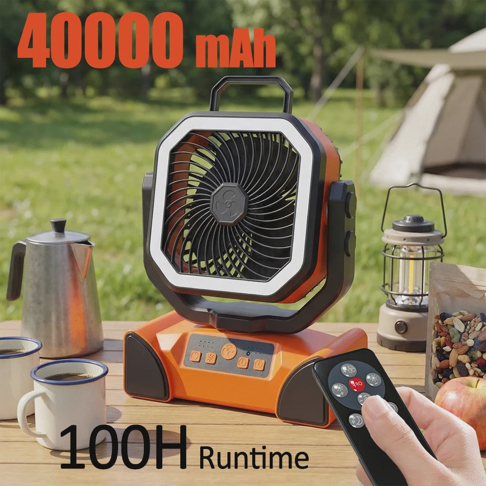 Oplaadbare Camping Ventilator met LED Licht & Afstandsbediening - 100 Uur Runtime
